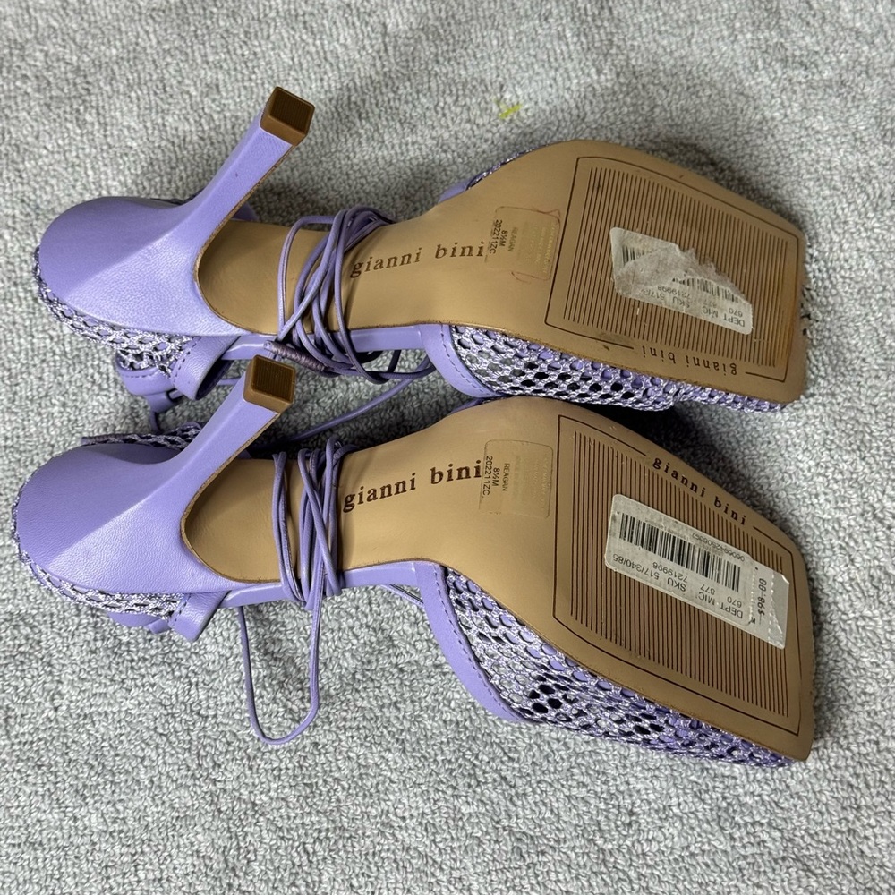 Gianni Bini Lavender Mesh Lace-Up Sandals - Picture 4 of 7